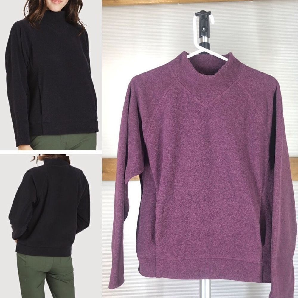 Kit and Ace Women Hygge Purple Heathered Fleece Mock Neck Pullover Sweater Small